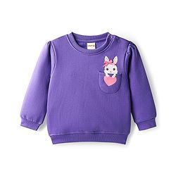 Babyhug Cotton Knit Full Sleeves Bunny Printed Sweatshirt - Purple