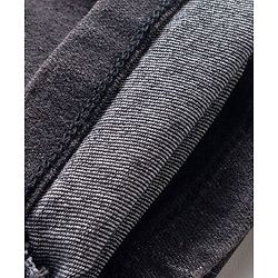 Babyhug Denim Full Length Washed Jogger With Stretch & Text Embroidery - Black