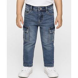 Babyhug Denim Full Length Washed Jeans With Stretch & Pockets - Blue