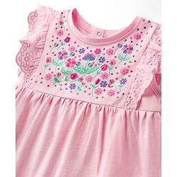 Babyhug Single Jersey Knit Sleeveless Top & Shorts With Floral Print -Pink & White