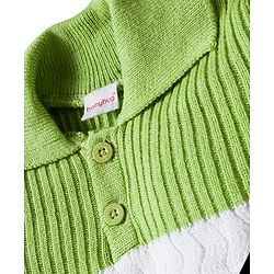 Babyhug Knit Full Sleeves Sweater Set With Colour Block Design - Green