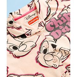 Babyhug Disney 100% Cotton Full Sleeves Front Open Co-Ords Night Suit With Chip 'N Dale Print - Pink