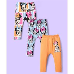 Babyhug Interlock Full Length Comfort Fit Diaper Leggings Floral & Strawberry Print Pack of 3 - Light Blue Light Pink & Yellow main image 0