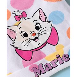 Babyhug Disney Interlock Knit Cap Mittens and Booties Set with Aristocats Marie Graphics White - 9 cm Diameter