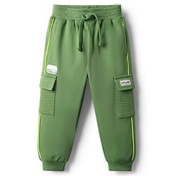 Babyhug Cotton Terry Full Length Lounge Pant With Side Pockets - Green