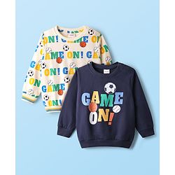 Babyhug 100% Cotton Knit Full Sleeves Striped & Animal Printed Onesies Pack of 3 - Light Blue Yellow & White
