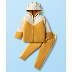 Babyhug Fur Knit Full Sleeves Front Open Hooded Jacket & Pant Winter ...