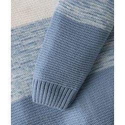 Babyhug Knit Full Sleeves Front Open Sweater Set with Color Block Design - Light Blue