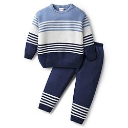 Babyhug Knit Full Sleeves Winterwear Romper - Olive Green