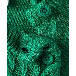 Babyhug Sweater Knit Full Sleeves Woollen Dress With Cable Knit Design - Green