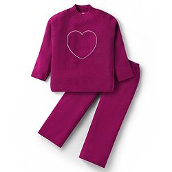 Babyhug Knit Full Sleeves Sweater Set with Cable Knit Design - Rust