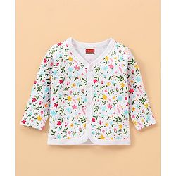 Babyhug 100% Cotton Baby Gift Set With Floral Print Pack of 7 - White & Pink