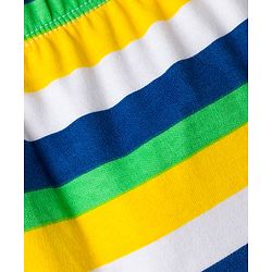 Babyhug Cotton Knit Full Length Diaper Leggings With Animal Print & Stripes Pack Of 3 - Navy Blue White & Yellow