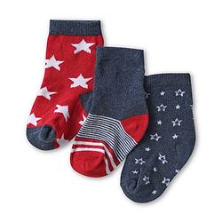 Cute Walk by Babyhug Knit Ankle Length Antibacterial Socks with Star Design Pack Of 3 - Red & Charcoal Grey