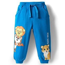Babyhug Cotton Terry Knit Full Length Lounge Pant With Animals Print - Blue