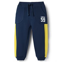 Babyhug Cotton Knit Full Length Lounge Pant With Text Print - Yellow