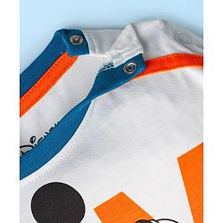 BABYHUG Single Jersey Knitted Full Sleeves T-Shirt & Pant Set With Mickey Mouse Graphic - Orange & White