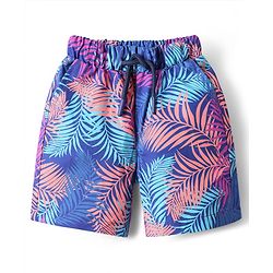 Babyhug Cotton Woven Tropical Theme Printed Swimming Trunk - Multi Colour