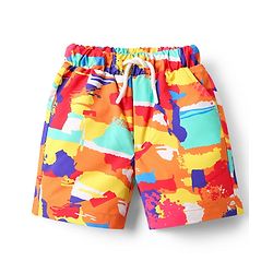 Babyhug Cotton Woven Abstract Printed Swimming Trunk - Multi Colour