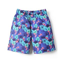 Babyhug Cotton Woven Tropical Printed Swimming Trunk - Blue