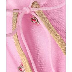 Babyhug Woven Choli Lehenga Set with Half Sleeves Jacket & Floral Embroidery - Pink