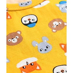 Babyhug 100% Cotton Knit Sleeveless Sando & Shorts Set with Animal Print- Yellow & Blue