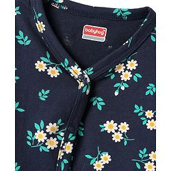 Babyhug Single Jersey Knit Full Sleeves Co-ord Top & Lounge Pant Set with Floral Print - Navy Blue
