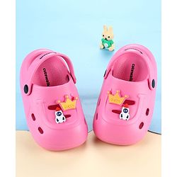 Cute Walk by Babyhug Slip On Clogs With Crown & Rocket Applique - Pink