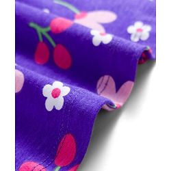 Babyhug Single Jersey Knit Full Sleeves Frock With Bloomer & Floral Print - Purple