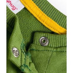 Babyhug Cotton Knit Full Raglan Sleeves Sweatshirt With Animal & Text Print - Green