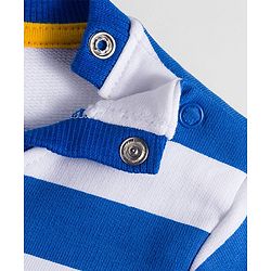 Babyhug Cotton Knit Full Sleeves Striped Sweatshirt With Animal Print & Embroidery - Blue