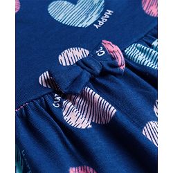 Babyhug Single Jersey Knit Half Sleeves Frocks With Heart Print & Bow Applique Pack of 2 - Navy Blue & Pink