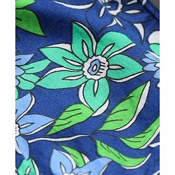 Babyhug Single Jersey Knit Full Sleeves Floral Printed Front Open Top & Pant Set - Blue & White