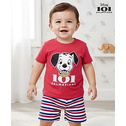 Babyhug Disney 100% Cotton Half Sleeves Shorts Night Suit With 101 Dlmatians Graphic - Red