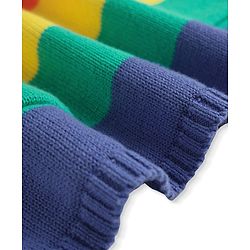 Babyhug Sweater Knit Half Sleeves Striped Woolen Dress - Multicolour