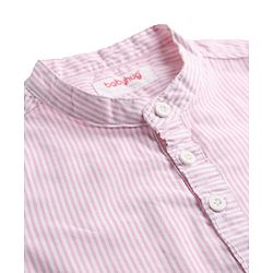 Babyhug Cotton Woven Half Sleeves Striped Kurta Shirt & Shorts Set - Pink & Beige