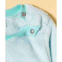 Babyhug Fur Knit Full Sleeves Winter Wear Footed Romper With Animal Embroidery - Light Blue