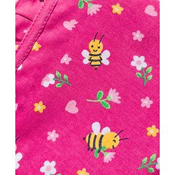 Babyhug 100% Cotton Cap with Polka Dot & Floral Print Pack of 2 Dark Pink & Pink - Diameter 16 cm