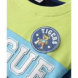 Babyhug Cotton Knit Full Sleeves Cut & Sew Sweatshirt with Text Graphic & Patch Detailing - Multicolor