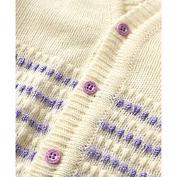 Babyhug Knit Full Sleeves front Open Sweater Set with Cap & Booties - Offwhite