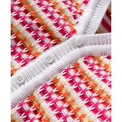 Babyhug Knit Full Sleeves Striped Front Open Sweater Set with Cap & Booties - Multicolor