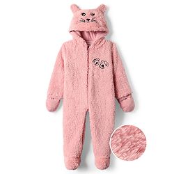 Babyhug Terry Knit Full Sleeves Tiger Applique Jacket with Paw Print T-Shirt & Joggers Set - White & Dark Orange main image 0