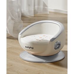 Babyhug 3-in-1 Convertible Baby Booster Chair with Feeding Tray - White Grey| Safety Harness| Removable Feeding Tray| Soft Cushion Seat| Feeding Chair| Toddler Seat