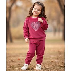 Babyhug Full Sleeves Cut & Sew Sweatshirts With Glitter Star Badge - Pink main image 0