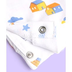 Babyhug 100% Cotton Knit Full Sleeves Rompers With Stripes & Nautical Print Pack of 2 - White & Light Blue