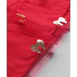 Babyhug Cotton Woven Full Sleeves Foil Printed Frock With Leggings - Red