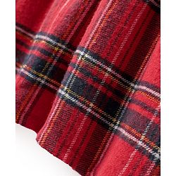 Babyhug Cotton Woven Full Sleeves Checkered Frock with Leggings & Bow Applique - Red
