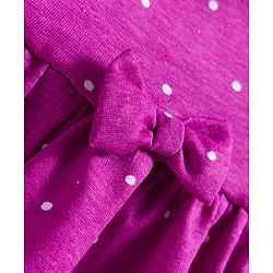 Babyhug Single Jersey Knit Full Sleeves Polka Dots Printed Frock With Leggings & Floral Sling Bag - Purple