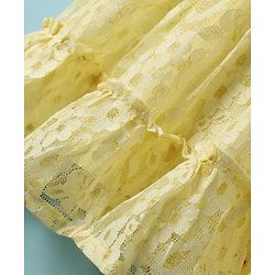 Babyhug 100% Cotton Half Raglan Sleeves Frock With Floral Design & Bow Applique - Yellow
