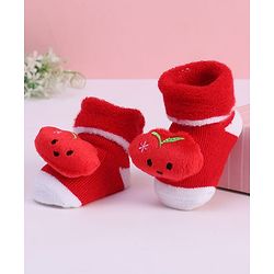 Cute Walk by Babyhug Fabric Socks With Tomato Applique - Red